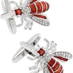 CALANDIS™ 2xLuxury Silver Crystal Rhinestone Bee Cuff Links Business Mens Cufflinks | Cufflinks | Mens Jewelry-image-38
