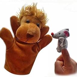 UJEAVETTE® 2Pcs Finger Puppets - The Lion and The Mouse|Soft Toy |Toy for Baby |Musical Toy |Baby Toy |Talking Toy |Dancing Toy-1