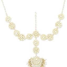 Gold Tone Kundan & Pearls Embellished Bridal MathaPatti Style Maangtikka For Women-ZPFK12193-image-33