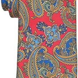 Premium Italian Como Silk Red Paisley Necktie For Men-image-11