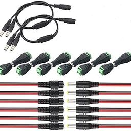 KEBILSHOP 5.5 x 2.1 mm DC Connector Kit: 5 Pairs Power Plug Socket Adapter + 5 Pairs Power Pigtail+ 2 x DC Splitter Cable-image-13