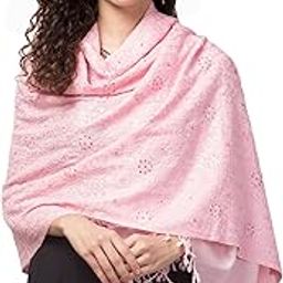 Warm and Soft Pure Wool Kashmiri Embroidery Stole/Shawl/Wrap for Women with Stone Work (28 x 80 Inches)-image-68