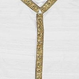 Pulse Weaves Men's Unstitched Exclusive Kurta Fabric Set, Poly Raw Silk with Santun Silk, 3 Metres, Off White, Up to 5XL-image-68