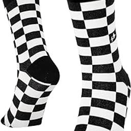 Men's Cotton Socks | Chess socks | check socks | - Lord Checkmate Edition (black and white color, regular size)-image-1