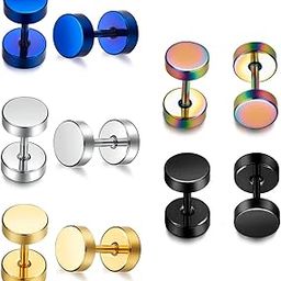 316L Surgical Steel Mens Earring Flatback Screw Stud Earrings Hypoallergenic Titanium Ear Piercing Studs for Women, Stainless Steel, No Gemstone-image-41