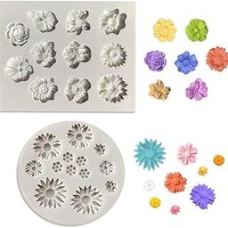 HUSAINI MART | Polymer Clay Molds, 2 Pcs Roses Flower Fondant Candy Silicone Molds for Jewelry Making, Sugarcraft Cake Decoration, Cupcake Topper, Polymer Clay, Soap Wax Making-picture-17