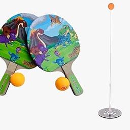 MOROVIK Indoor Outdoor Ping Pong Table Tennis Trainer with 2 Wooden Rackets & 6 Balls | Sports Toy for Teenagers & Kids | Birthday Gift (Style 01) (White Table Tennis) (Green)-image-80