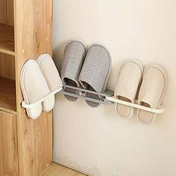 VINSU 3 in 1 Plastic Folding Shoe Rack Organizer with Wall Mounted Shoe Holder and Bathroom Towel Storage Shelf and Slipper Stand-image-70