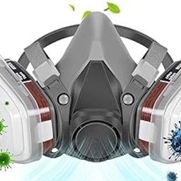 Divik Comfortable Half Face piece Respirator Organic Vapor Acid Gas Cartridge Half Face Mask Reusable & Breathable Air Compatible Protect with Airborne Particles Filtration (1Pcs)-image-67