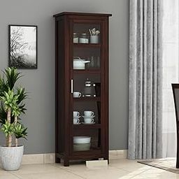 WOOD DECOR HANDICRAFT Furniture Sheesham Wood Crockery Cabinet || Kitchen Cabinet || Display Cabinet | Bookshelf || Wooden Storage Cabinet || (Walnut Finish)-image-22
