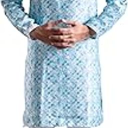 Men’s Jacquard Kurta for Weddings & Festivals | Round Neck with Mandarin Collar | Regular Fit Ethnic Wear with 2 Pockets-image-96