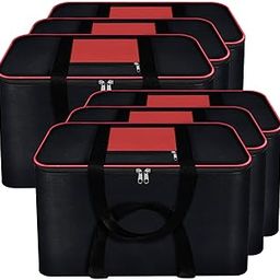 BUYEASY Large Underbed Storage Bag with Zipper & Handles – Moisture-Proof | Nylon Organizer for Toys, Clothes, Blankets, Stationery & More – Rectangular, Black/Red, 6 Pack-29