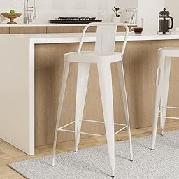 Amazon Brand - Solimo Iron Bar Stool, White Br_Bs2-White - 17.32 X 14.17 X 38.97 Inch, White-image-81