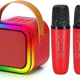 Mini Karaoke Machine with 2 Wireless Microphones, Kids Karaoke Machine for Girls 18 Pre-Loaded Songs 4, 5, 6, 7, 8, 10, 12+ Years Old Teens Birthday Red-picture-30