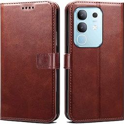 Oncraves Flip Case for vivo T4x 5G | Card Slots, Magnetic Closure, Brown-image-70
