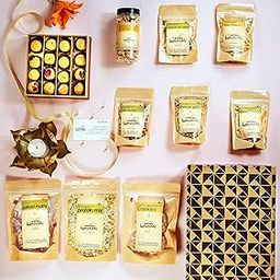 FOODCLOUD.IN Munchies Luxurious Gift Hamper - Healthy and Nutritious Snacks-Vegan, Gluten Free, High Protein, Sweet & Baked or Roasted - Gift Box (Pack of 10)-image-52