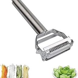 AURYX Stainless Steel 2 in 1 Julienne Vegetable Peeler Multi-Functional Fruit Vegetable Shredder Slicer Double Planing Cutter Potato Cucumber Carrot Melon Grater (Silver, 18 x 8.2 x 2.4 cm)-image-105