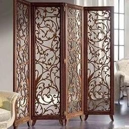 Wooden Room Partition for Living Room, Room Divider, Partition for Pooja Room,Wooden Screen Separator,Partition Wall Divider for Home|Restaurant|Office 6 Feet (Brown) (4 Panel)-image-89
