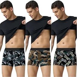 Men's Lycra Fabric Printed Trunks | Breathable, Stretchable, Wide Waistband, Casual Underwear Boxer Briefs Shorts Combo Set for Boys and Men | Random Color (Pack of 3)-54