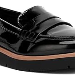 Black Patent PU Wedge Heel Loafer-image-1
