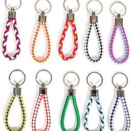 Set of 10 PU Leather Multicolor Keychains for Car, Bike, Home, Bag - Rope Hook Design for Men, Women, Boys, Girls (Multi, Set of 10)-112