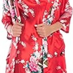 KimonoDeals Women's dept Gorgeous Loungewear Bathrobe Camisole Robe Nightgown 2PC Sleepwear Set-image-66