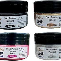 IRIKA Radiant Pearl Pigment Set - 4 Colors (Black, Special Gold, Pink, White) for Resin Art - 20g Each-17