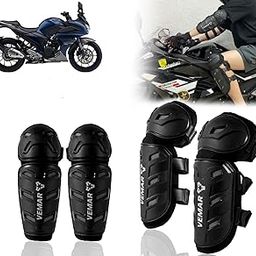 Auto Pearl Motorcycle Knee Shin Guards Elbow Pads, 4 in 1 Monstor Style Knee Shin Safe Protection Armor for Moto Cycling Racing compatible with Fazer 250 (Black, 4Pcs)-image-71