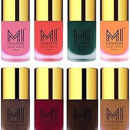 MI FASHION Velvet Matte Nail Polish Multicolors Combo Sets For Women (Classic Touch, Lasting Style-Top Coat) 9.9ml Each (Combo Sets-8)-image-73