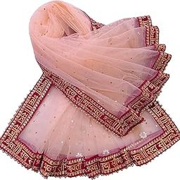 Women's Embroidered Net Dupatta (Navti-07_Peach-Pink_Free size)-16