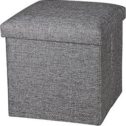 Gnanishwa Cube Storage Ottoman Stool with Seat Cushion Foldable Footrest Bench, Hidden Organizer Box for Living Room, Bedroom & Office (1-Pack, Grey Fabric)-image-42
