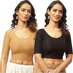 Pure Cotton Saree Blouse Readymade Pack of 2-image-102
