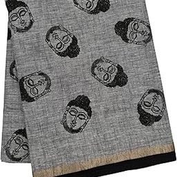 Handloom Cotton Buddha Design Printed Fabric for Women 2.5 Meters (Unstitched)-image-76