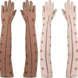 UV Sun Protection Driving Hand Gloves for Women - Combed Cotton Elbow Length Arm Sleeves for Outdoor Sports - Soft Long Gloves for Summer Winter - Free Size (Package Qty & Color As Per Image)-picture-6