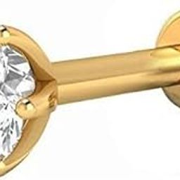 Round Shape White Diamond 14K Pure Yellow Gold Nose Pins Studs,Diamond Nose Pins For Women And Girl-image-19
