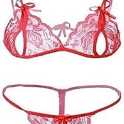 Women Baby Doll Lingerie Set | Designer Lace, Transparent Net | Sexy Nightwear (Free Size, Red)-picture-25