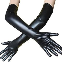 THE STYLE SUTRA Ladies 53Cm Metallic Gloves Flapper Dance Opera Cosplay Fancy Dress Black-45