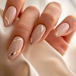 AVSAR 20-Piece Pink Press-On Nails Set | Almond Shape Stick-On Nails with Gold Wave Design | Reusable Glossy Fake Nails for Women & Girls | Includes Glue Tabs & Nail File-image-54