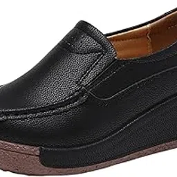 loom tree Women's Casual Shoes Lightweight Platform Female Slip on for Outdoor 41 black-picture-35