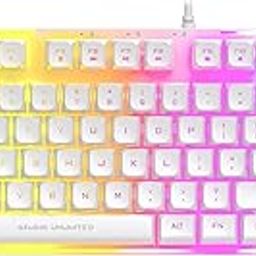 Ant Esports MK700 V2 Membrane TKL Wired Gaming Keyboard, 87 UV Coated Mechanical feel Keys Cool RGB Backlight Waterproof Keyboard for PC Laptop Mobile Tablets Gaming, Design and Work Mercury White-12