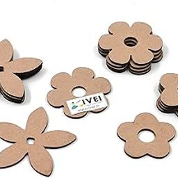 IVEI MDF Flower Cutouts/Embellishment - DIY Craft Materials - Floral Shaped MDF Blank Cutouts for Painting, Wooden Sheet Craft Board for Resin Art & Fluid Art, Mandala Art, Pyrography - Set of 15-47