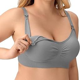Nursing Bar for Womens Seamless Breastfeeding Bra for Sleeping Comfortable Wireless Bras Maternity Bras Back Closer Padded Bralettes Dark Grey-image-47