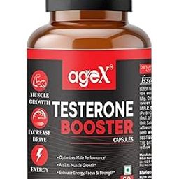 AgeX Natural Testosterone Supplement for Men, 270mg Fenugreek extract, 300mg Ashwagandha, 300mg Safed Musli, 270mg & Tribulus Terrestris (Gokshura) for Performance Boost | Helps to Improve Energy, Stamina & Muscle Strength - (60 Veg Capsules) 2 Months Supply, One capsule per day Serving-20