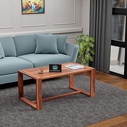 WOODESIGN Wooden Center Coffee Table for Living Room | Rectangular Sheesham Wood Centre Table for Drawing Room | Sofa Hall Tea/Teapoy Side Table for Home and Office Furniture | Natural Finish-16