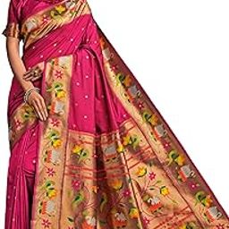 Women's Pure Silk Paithani Woven Saree With Blouse Piece-image-60