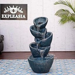 EXPLEASIA Stacked Pot Water Fountain for Home, Living Room, Offices, Garden, Indoor Fountain, Water Fountain for Home vastu, Fountain for Home décor Waterfall (Jade Green)-image-12
