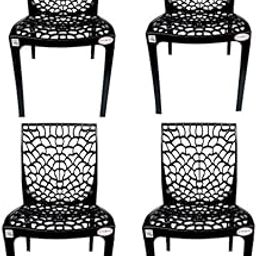 EVEREST MOLDED FURNITURE Web Series Outdoor Garden/Cafe/Home/Balcony Plastic Chair- (Set Of 4 Chairs) (Black)-image-6