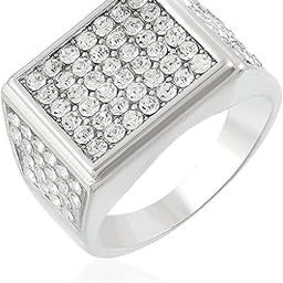 CZ Cuban Iced Out Square Silver Colour Ring-image-40