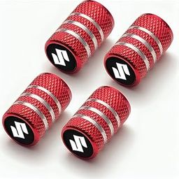 Greenworld Premium Red Metal Car Tyre Valve Caps Featuring Car Logo Emblems - Durable, Stylish, and Universal Wheel Accessories(SUZU-KII)-image-63