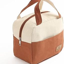 Yellow Weaves 100% Cotton Canvas Lunch Bag Reusable and Washable, Eco-Friendly Lunch Bag, Leakproof Keeps Hot & Cold, Lunch Bag for Men Women Kids Office Picnic School, Regular Size (Beige & Brown)-image-97